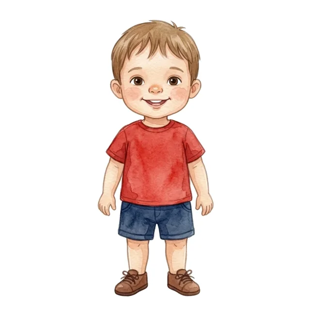 Tommy drawn as a watercolor character
